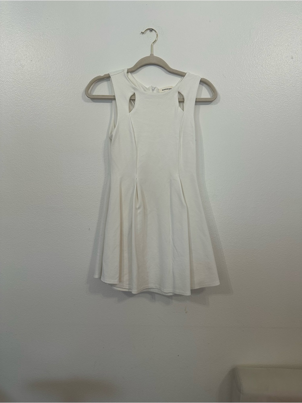 Monteau White Flared Cutout Dress
